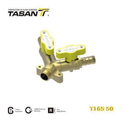 Válvula de gás de latão bidirecional 1/2&quot; x 10,5 mm x 10,5 mm macho x conector de mangueira dupla resistente ao desgaste